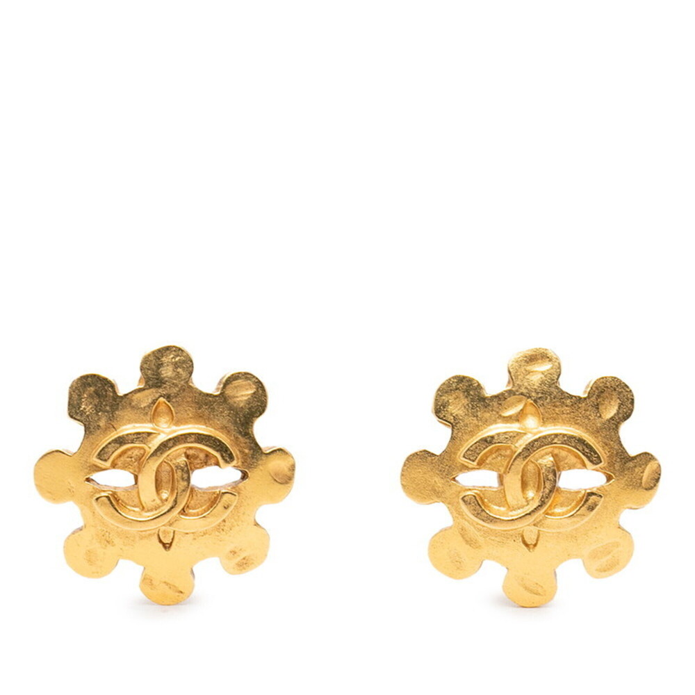 CHANEL Vintage Gold Logo Earrings